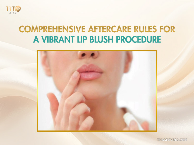 Woman applying balm as part of the tattooing lips aftercare routine.