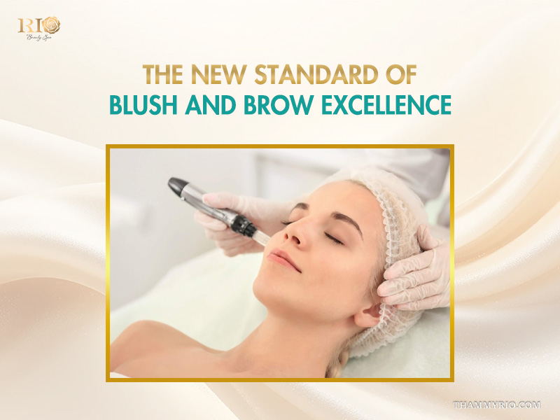 Professional permanent makeup procedure for blush and brow services at Rio Beauty Spa.
