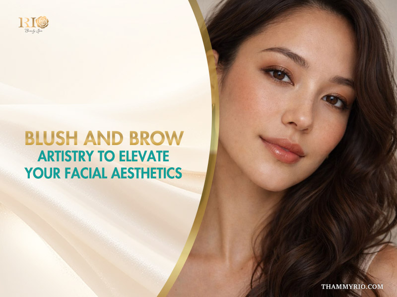 Professional blush and brow artistry for natural facial aesthetics at Rio Beauty Spa.