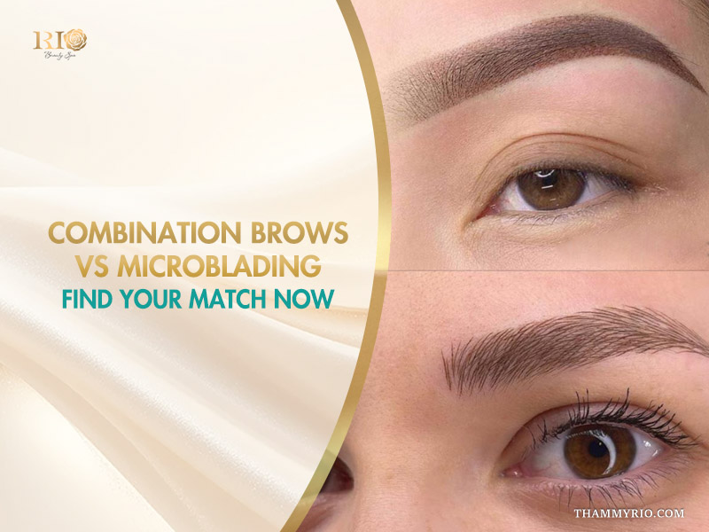 Comparison between combination brows and microblading techniques for eyebrow enhancement.
