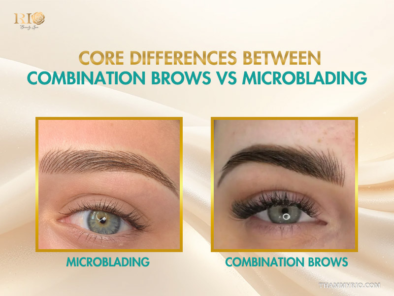 Core differences between combination brows vs microblading techniques for eyebrow tattooing.