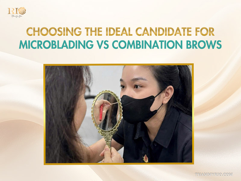 Comparison of combination brows vs microblading consultation at Rio Beauty Spa.