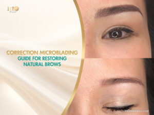 Professional correction microblading results for natural-looking eyebrow restoration at Rio Beauty Spa.