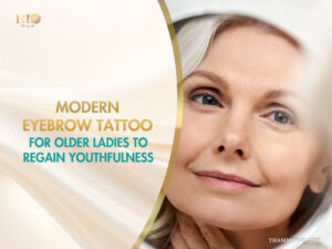 Natural-looking eyebrow tattoo for older ladies showing a youthful transformation.