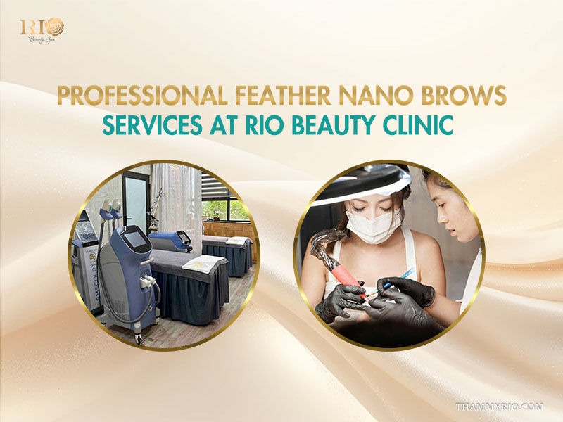 Professional feather nano brows procedure and modern equipment at Rio Beauty Clinic.