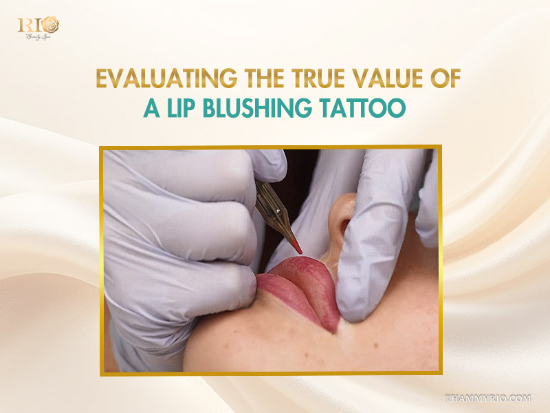 A professional lipblush tattoo procedure being performed at Rio Beauty Clinic to enhance natural lip color and definition.