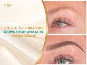 See real microblading brows before and after healed results by Rio Beauty Spa