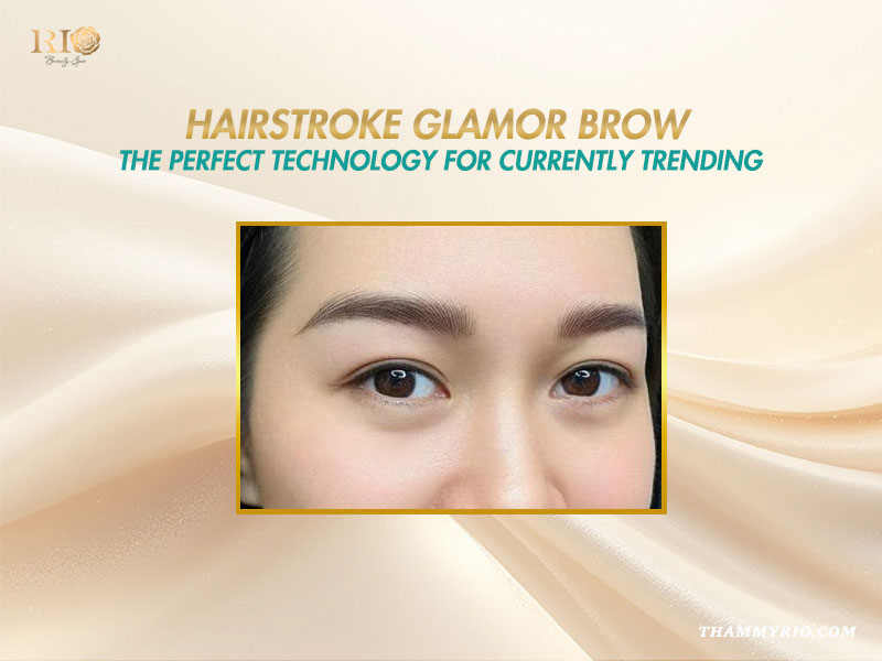 Close up of perfect brows created with Hairstroke Glamor Brow and premium microblading color for a natural look.