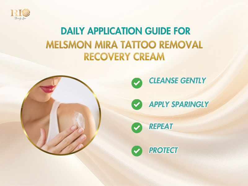 Daily application guide for Melsmon Mira Tattoo Removal Recovery Cream to ensure safe and clean skin healing.