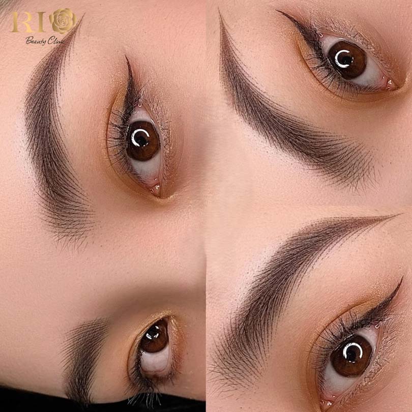 Sharp and natural ombre brows in Hanoi performed by award-winning artists at Rio Beauty Clinic.