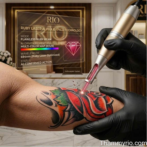 Ruby laser alpha 6 technology: the expert in 694nm color tattoo removal - Thẩm Mỹ Rio Beauty Clinic