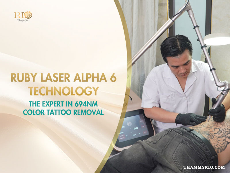 Mechanism of máy xóa hình xăm nhiều màu Ruby Laser Alpha 6 with 694nm wavelength for multi-color tattoo removal