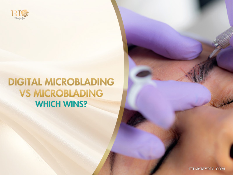 Comparison between digital microblading and traditional microblading for eyebrow enhancement at Rio Beauty Spa.