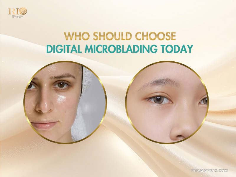 Recommendations on who should choose digital microblading for oily or sparse eyebrows.