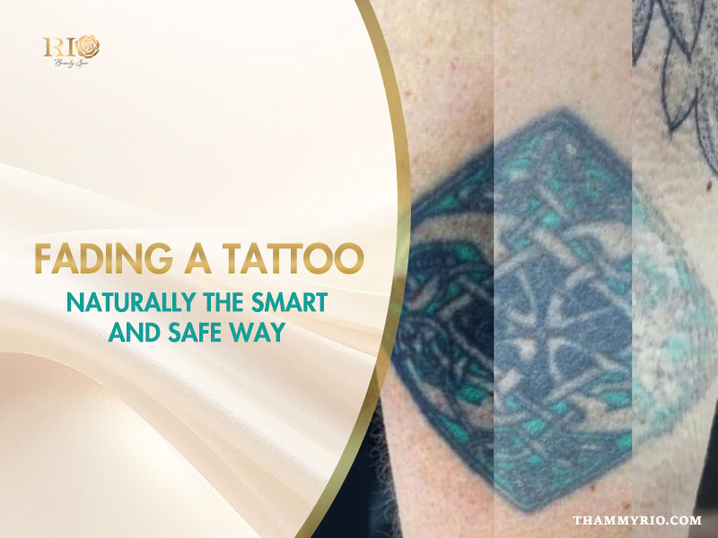 A comparison showing the process of fading a tattoo naturally and safely on skin.