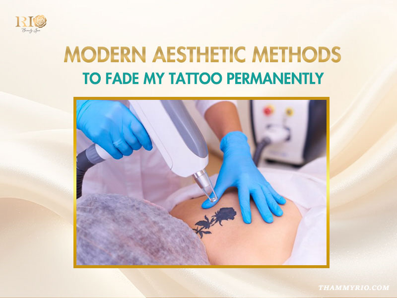 Professional laser technology used to fade a tattoo permanently on the shoulder.