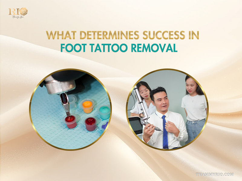 Professional laser foot tattoo removal consultation and equipment at Rio Beauty Spa.