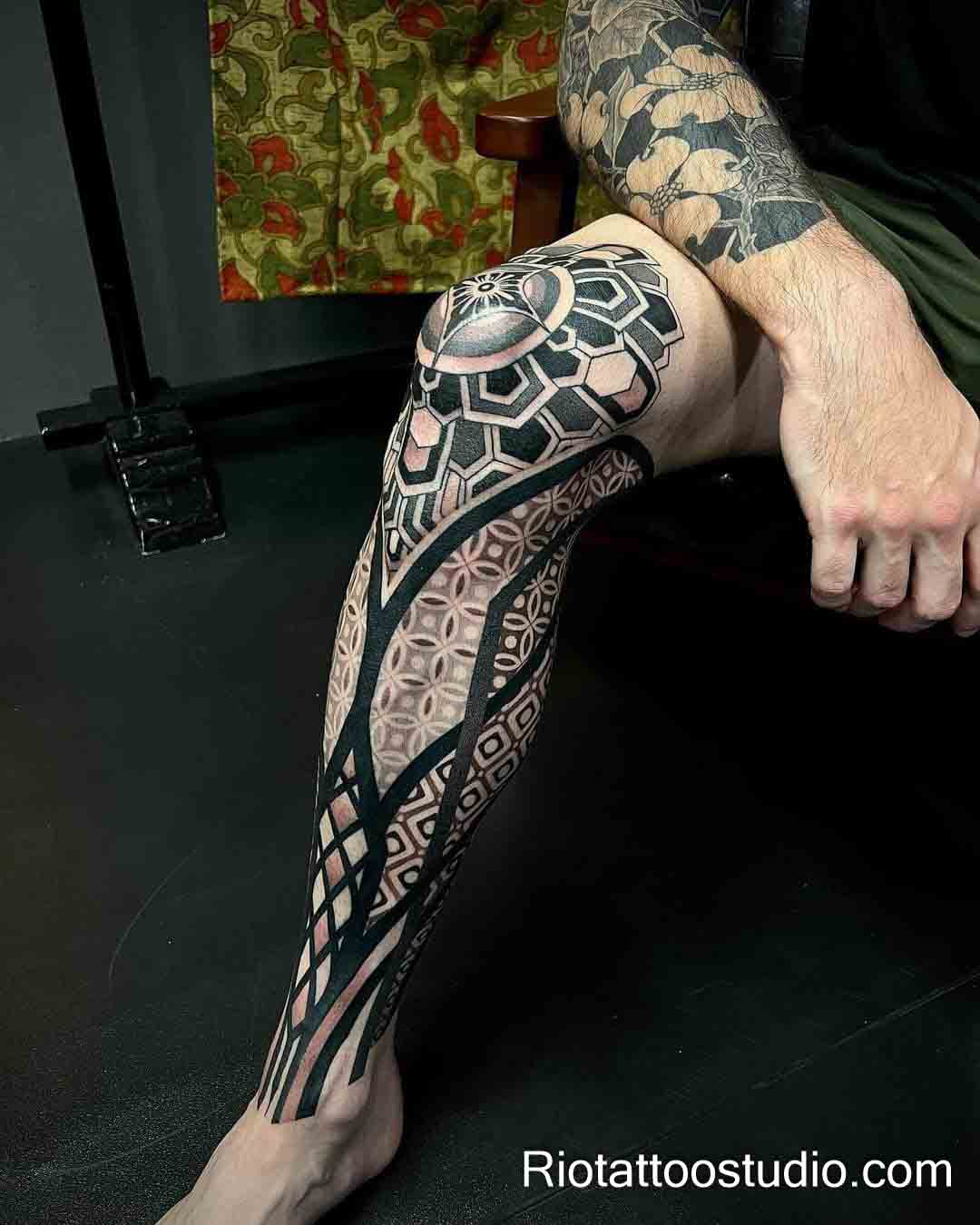 geometric mandala knee surgery scar tattoos hanoi studio