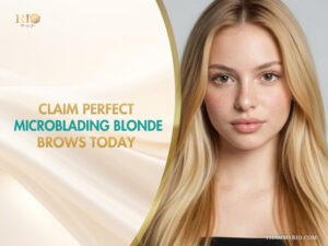A beautiful young woman with long golden hair representing the perfect microblading blonde brows result at Rio Beauty Spa.