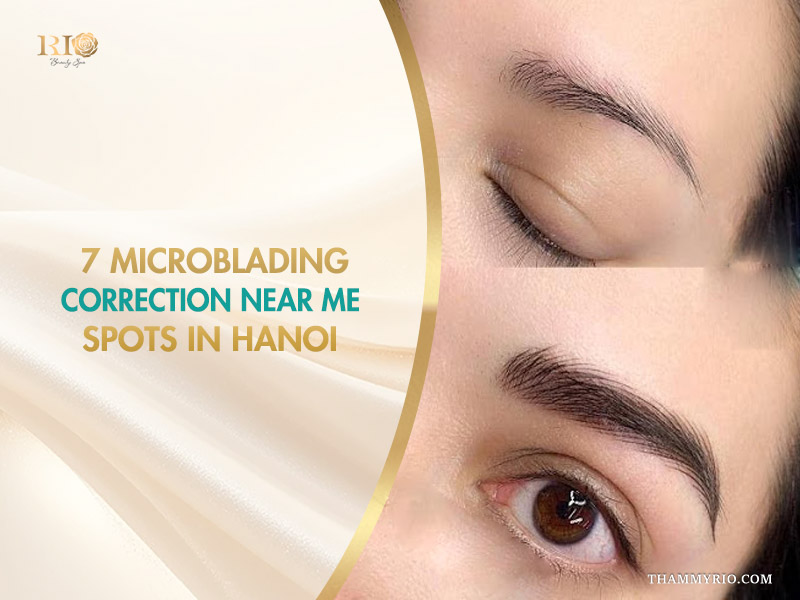 Before and after results of microblading correction near me in Hanoi at Rio Beauty Spa.