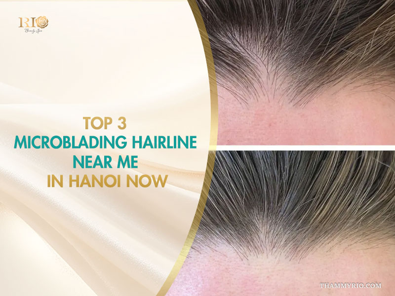 Before and after results of microblading hairline near me in Hanoi at Rio Beauty Spa.