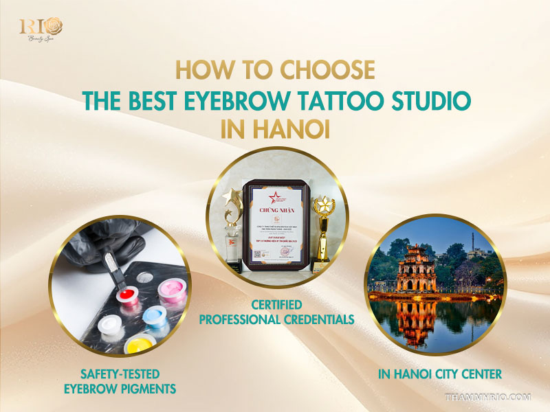 Professional microblading near me at Rio Beauty Spa in Hanoi featuring safety-tested pigments and certified credentials.