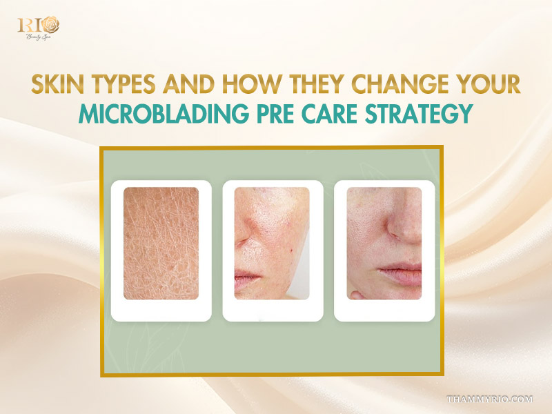 Microblading pre care strategy for different skin types including dry oily and sensitive skin.