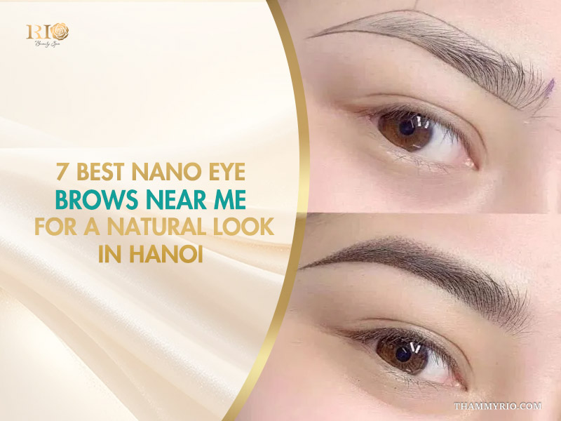 Natural nano eyebrows results before and after at Rio Beauty Spa in Hanoi.