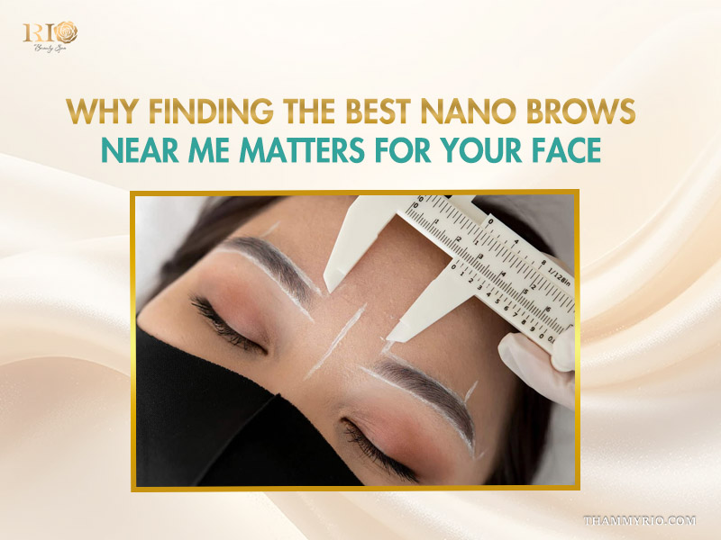 Professional technician performing nano eyebrows near me in Hanoi