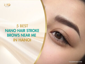 Close-up result of 5 best nano hair stroke brows near me in Hanoi at Rio Beauty Spa.