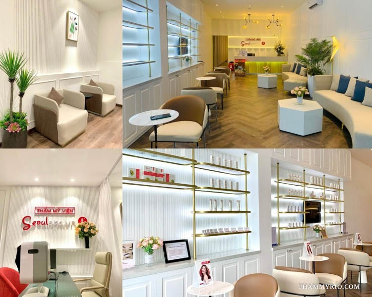 Luxurious interior of SeoulSpa.vn clinic for nano hair stroke brows near me in Hanoi.