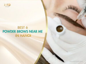 Powder brows near me in Hanoi service being performed at Rio Beauty Spa.