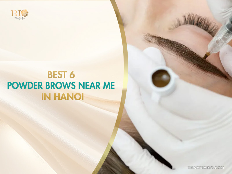 Powder brows near me in Hanoi service being performed at Rio Beauty Spa.