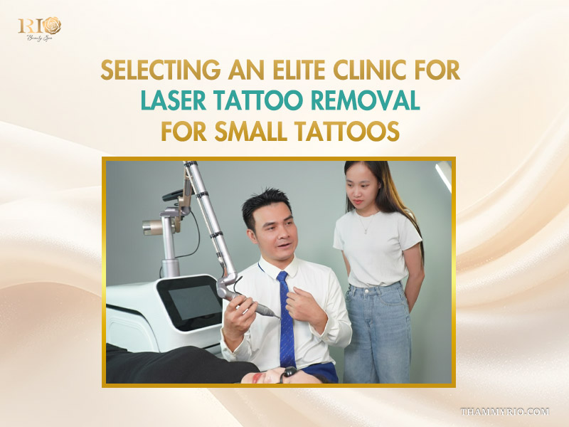 Professional consultant explaining laser tattoo removal for small tattoos to a client at Rio beauty spa.