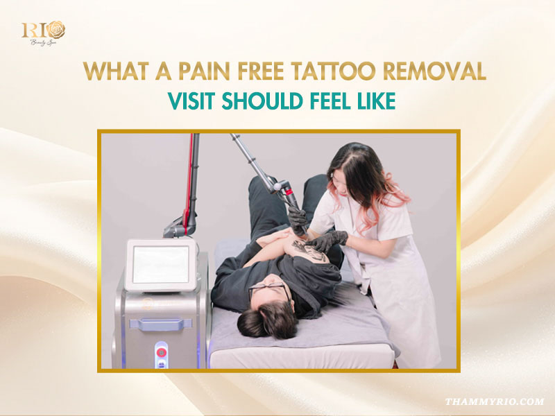 A professional technician performing tattoo removal painless procedure using advanced laser technology at Rio Beauty Spa.