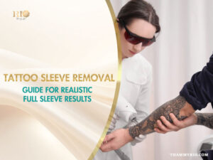 Professional tattoo sleeve removal process using advanced laser technology at Rio Beauty Spa