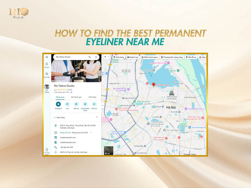 Map of Hoan Kiem and West Lake areas to find permanent eyeliner near me