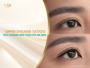Upper eyeliner tattoo results showing professional lash line enhancement