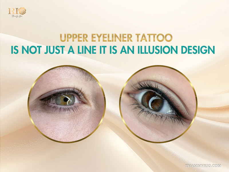 Upper eyeliner tattoo with illusion design for enhanced eye depth and definition
