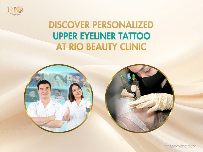 Professional technicians performing personalized upper eyeliner tattoo at Rio Beauty Clinic