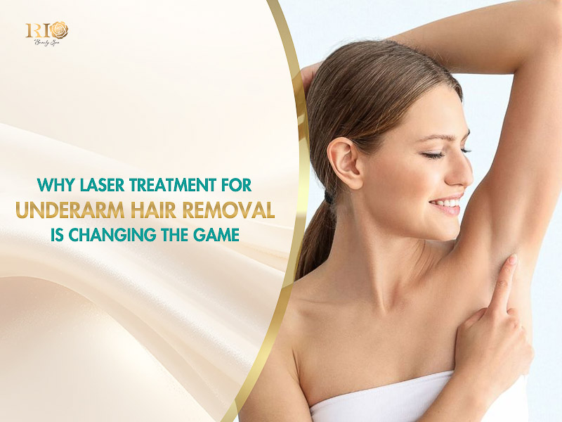 A confident woman showing her bright, spotless underarms after a successful laser underarm hair removal treatment.