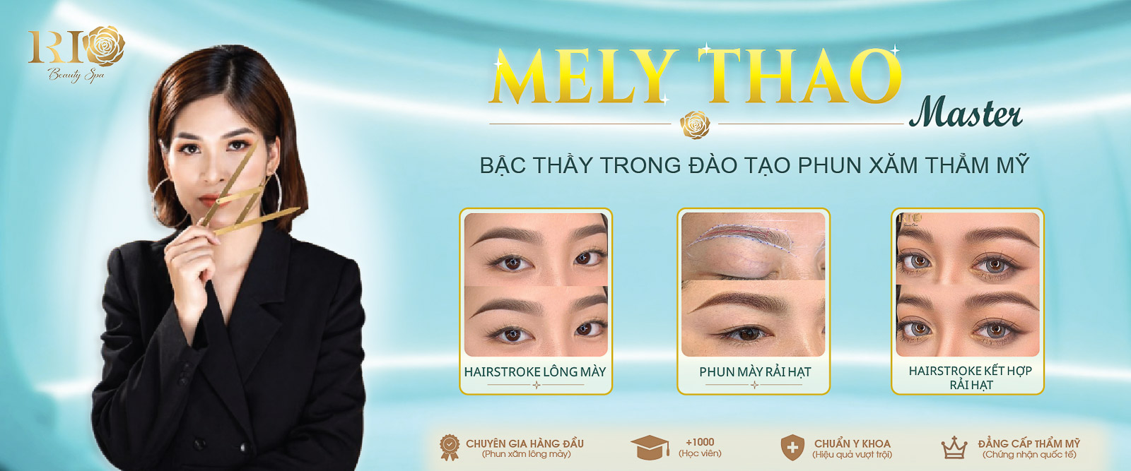 Chân dung Mely Thảo, một bậc thầy phun xăm hàng đầu Việt Nam chuyên về môi, mày và mí tại Rio Beauty Clinic.