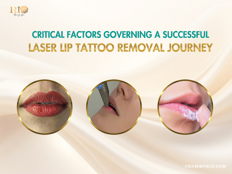 Infographic detailing a laser lip tattoo removal treatment journey for a client.