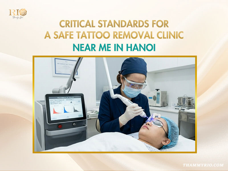 Safe laser tattoo removal clinic near me in Hanoi using advanced picosure technology for eyebrow removal.