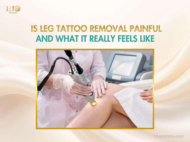 Before and after results of a professional leg tattoo removal treatment showing complete fading of a rose design.