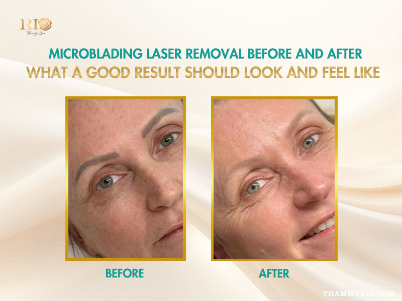 Professional microblading removal before and after results showing clean skin at Rio Beauty Spa.