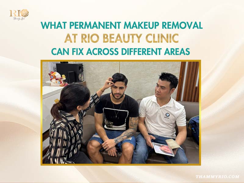 Professional consultation for permanent makeup removal at Rio Beauty Clinic with a male client.