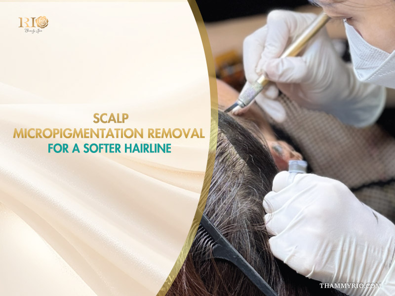 Scalp micropigmentation removal procedure at Rio Beauty Spa for a softer hairline.
