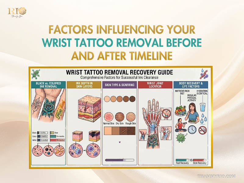 An infographic detailing the key factors influencing your wrist tattoo removal before and after timeline.