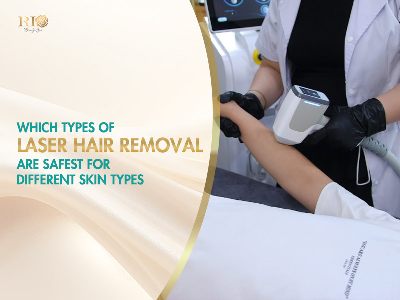 An expert glides a Diode laser with sapphire cooling head on arm skin, showing safest types of laser hair removal.